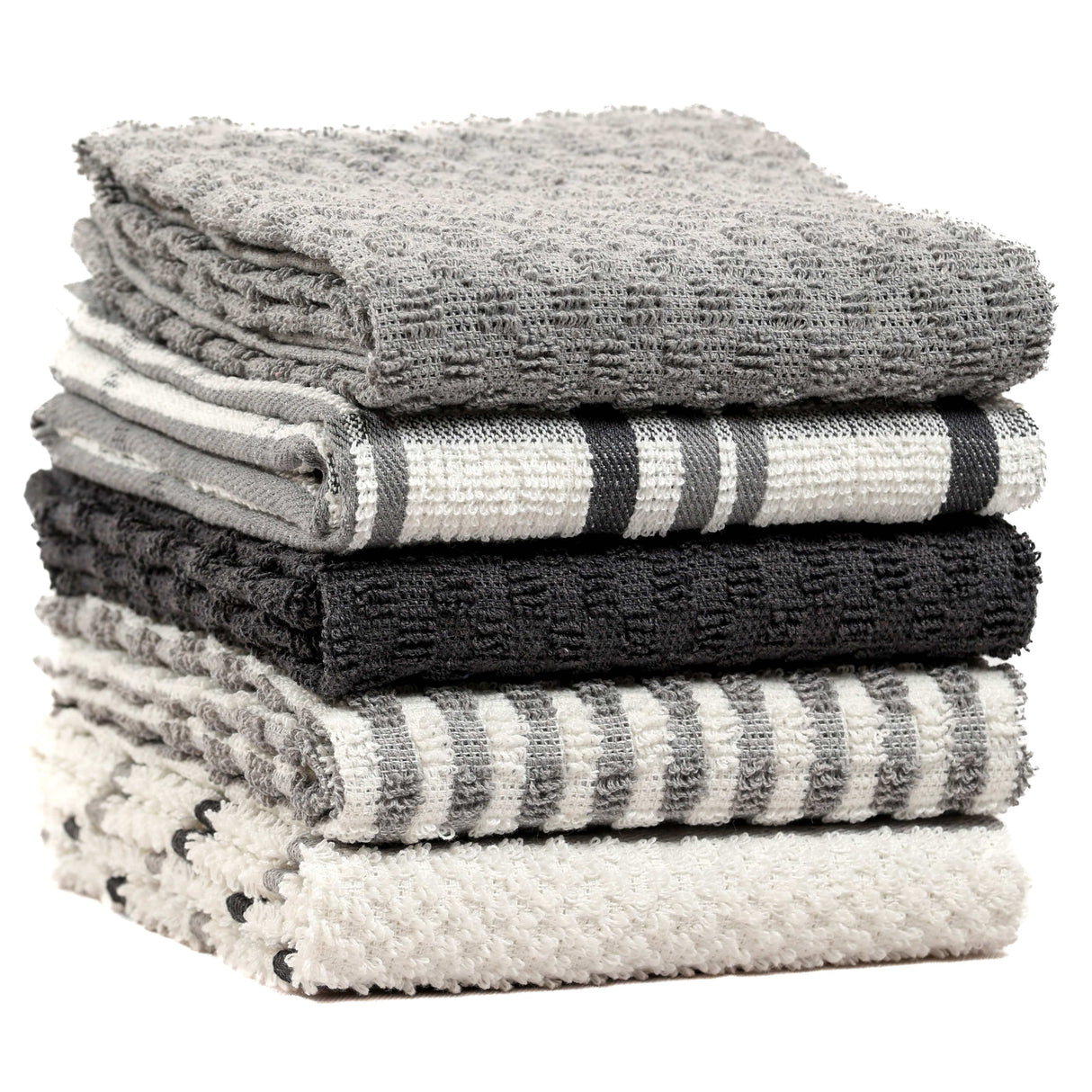 5 Pack Super Absorbent Check Quick Drying Cotton Terry Kitchen Tea Towels by OLIVIA ROCCO