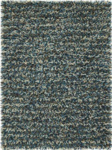 Rocks Blue Shaggy Pile Wool Rug