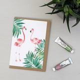 Flamingos Tropical Hand Painted Greetings Card | Katie Hipwell Design