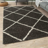 Moroccan Dark Grey Shaggy Plush Indoor Floor Rug 540 | The Rugs