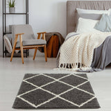 Moroccan Dark Grey Shaggy Plush Indoor Floor Rug 540 | The Rugs