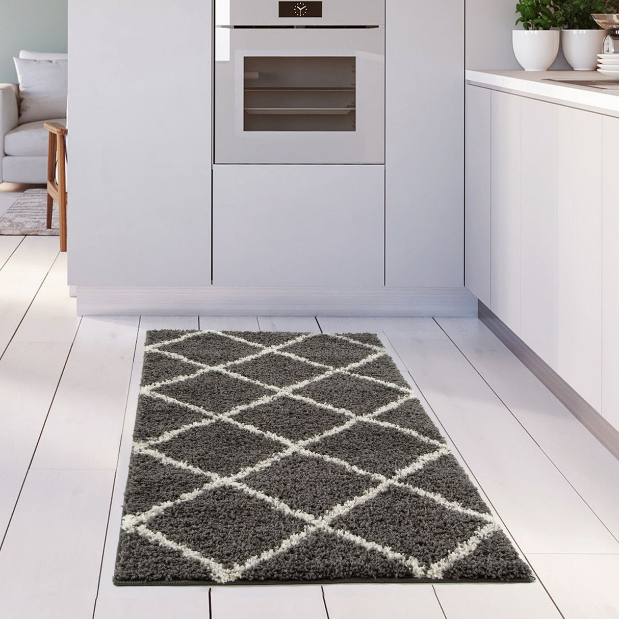 Moroccan Dark Grey Shaggy Plush Indoor Floor Rug 540 | The Rugs