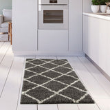 Moroccan Dark Grey Shaggy Plush Indoor Floor Rug 540 | The Rugs