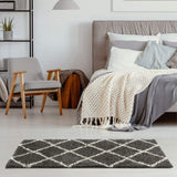 Moroccan Dark Grey Shaggy Plush Indoor Floor Rug 540 | The Rugs