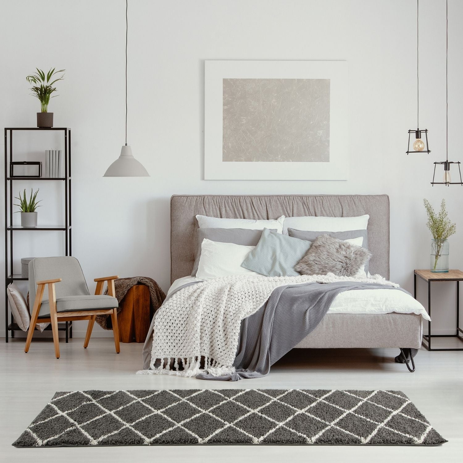 Moroccan Dark Grey Shaggy Plush Indoor Floor Rug 540 | The Rugs