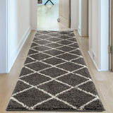 Moroccan Dark Grey Shaggy Plush Indoor Floor Rug 540 | The Rugs
