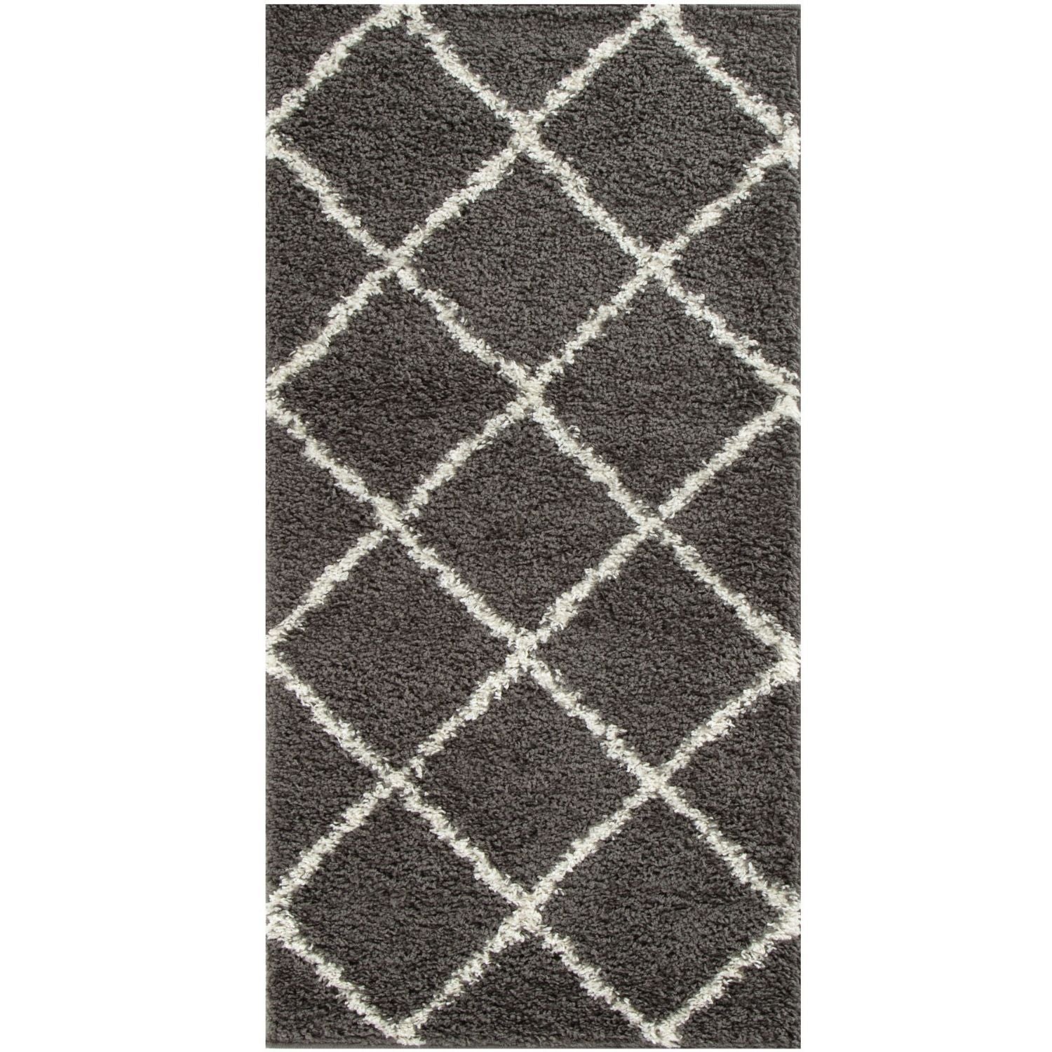 Moroccan Dark Grey Shaggy Plush Indoor Floor Rug 540 | The Rugs