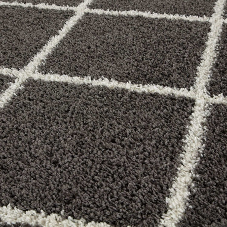 Moroccan Dark Grey Shaggy Plush Indoor Floor Rug 540 | The Rugs