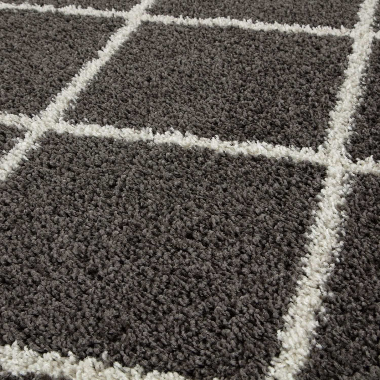 Moroccan Dark Grey Shaggy Plush Indoor Floor Rug 540 | The Rugs