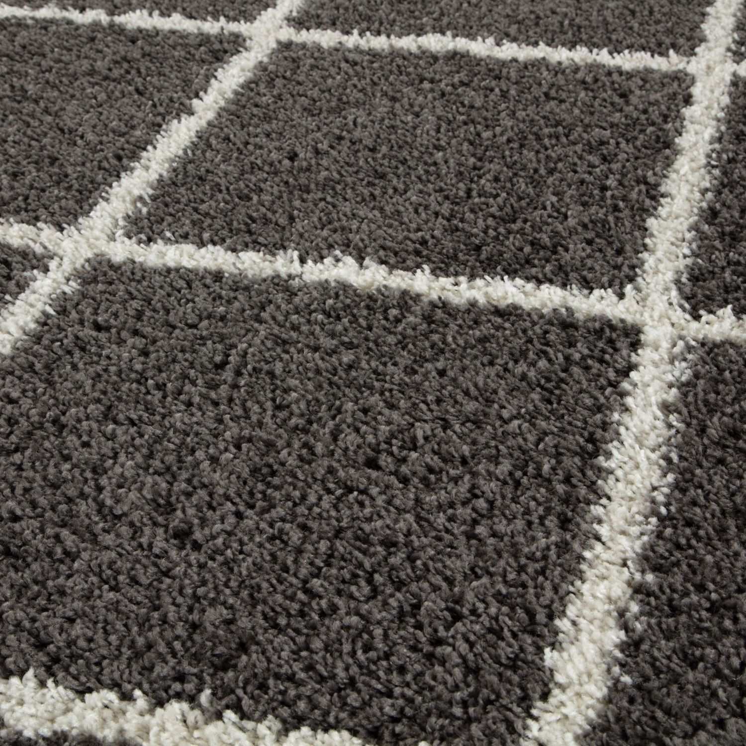 Moroccan Dark Grey Shaggy Plush Indoor Floor Rug 540 | The Rugs