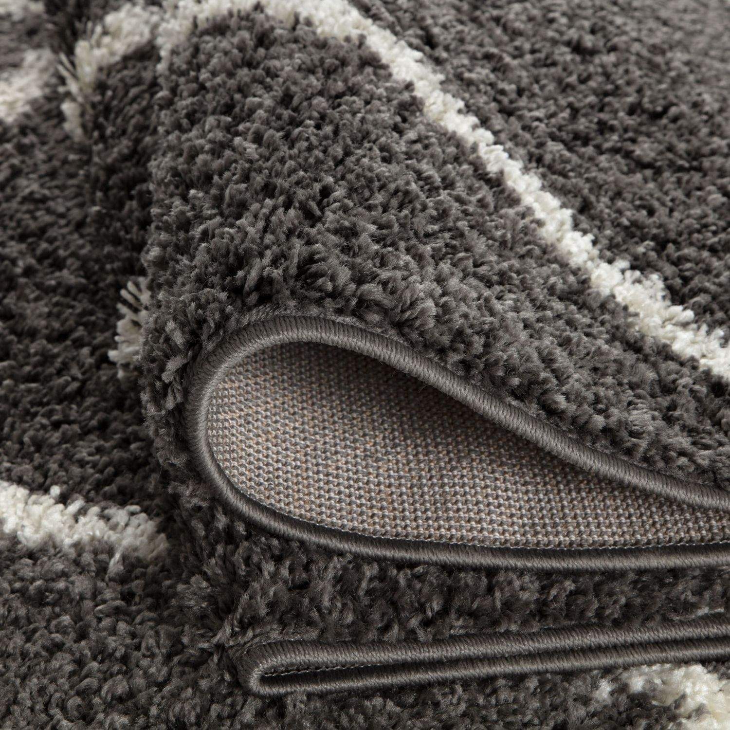 Moroccan Dark Grey Shaggy Plush Indoor Floor Rug 540 | The Rugs
