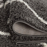Moroccan Dark Grey Shaggy Plush Indoor Floor Rug 540 | The Rugs