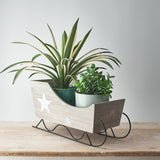 Blush & Bale Grey Wooden Sleigh - 22.5cm x 45cm x 21cm