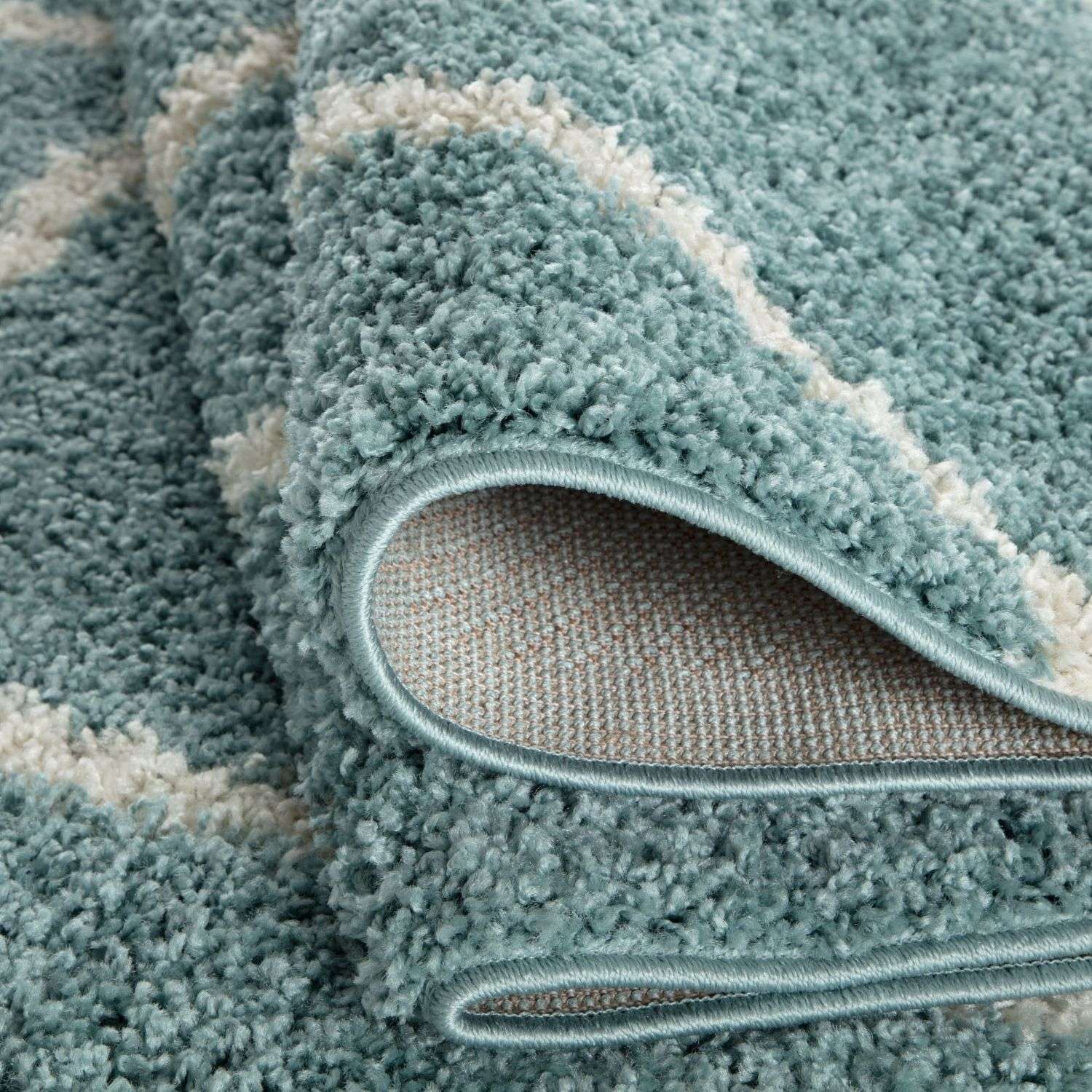 Moroccan Duck Egg Blue Shaggy Rug | 550