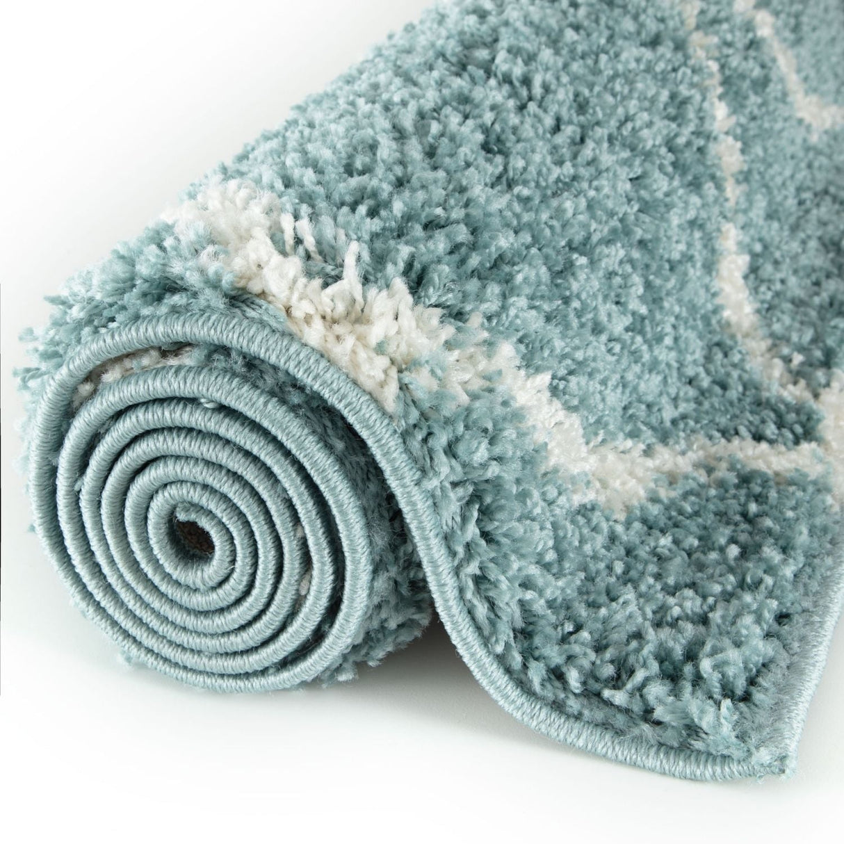 Moroccan Duck Egg Blue Shaggy Rug | 550