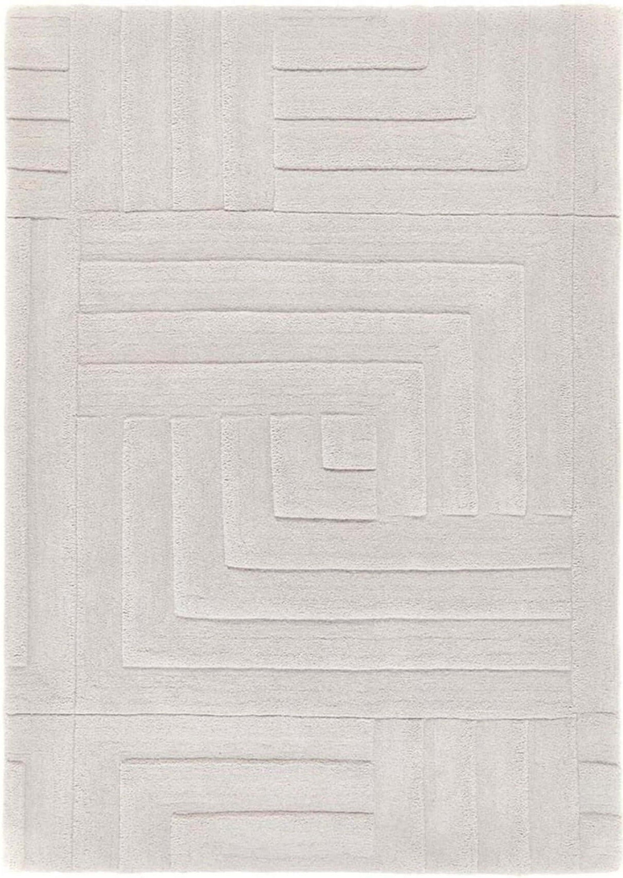 The Rugs Maze Grey Geometric Wool Rug - Hand-Tufted 17 mm