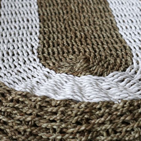 The Rugs Oval Seagrass White Tan Classic Rug - 60x120cm