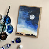 Katie Hipwell Design Hand‑Painted Moon/Stars Watercolour Greeting Card