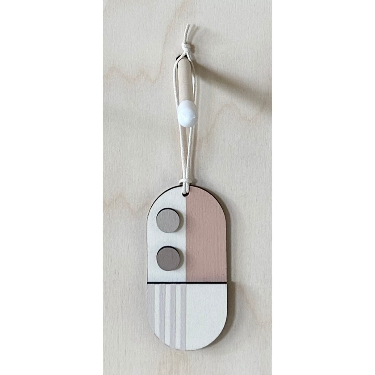 Mini Mid‑Century Wooden Wall Art | Pink & Natural Small Wall Decoration