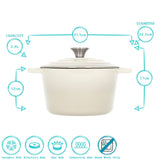 Rinkit Pebble Gloss Round Cast Iron Casserole Dish - 2.8L