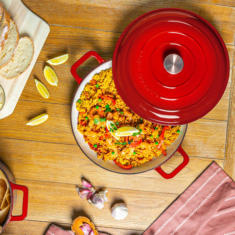 Rinkit Red Ombre Cast Iron Shallow Casserole Dish - 2.3L