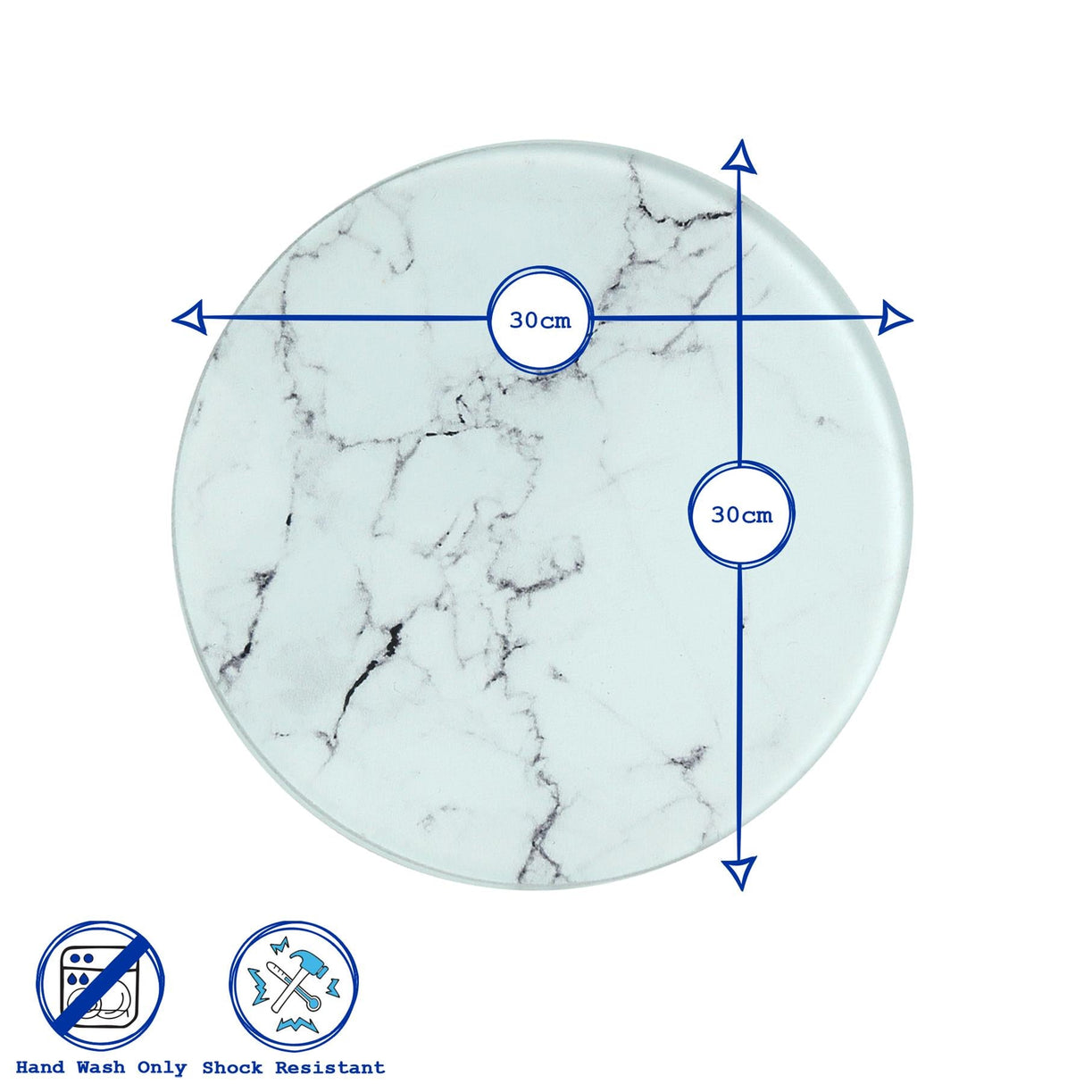 Rinkit Round Glass Chopping Board Marble - 30cm