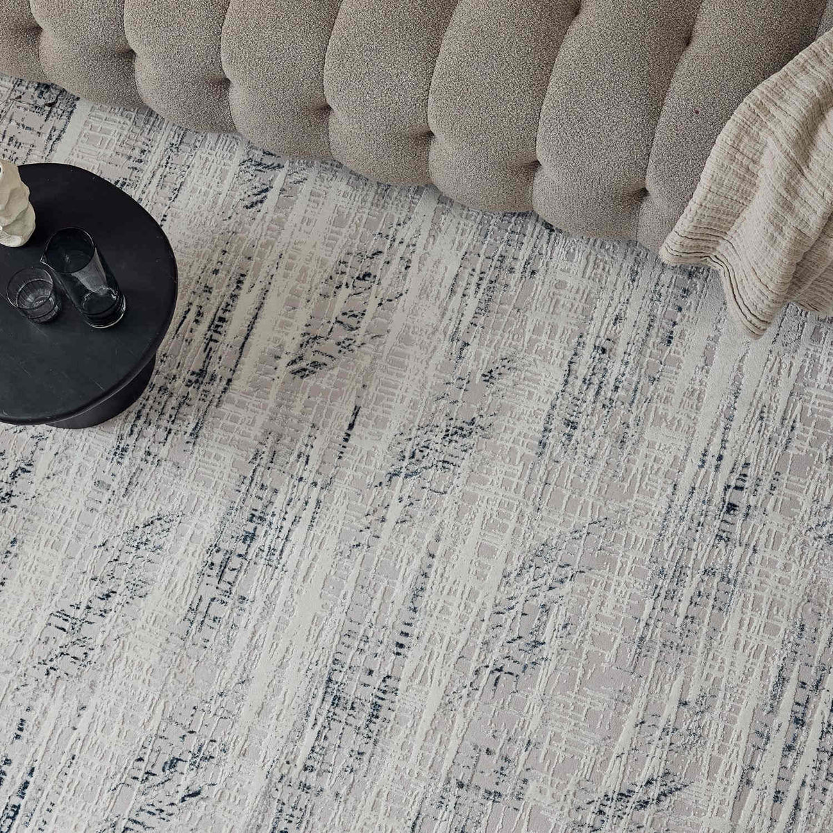 The Rugs Carmel Cream‑Blue Abstract Rug 6030