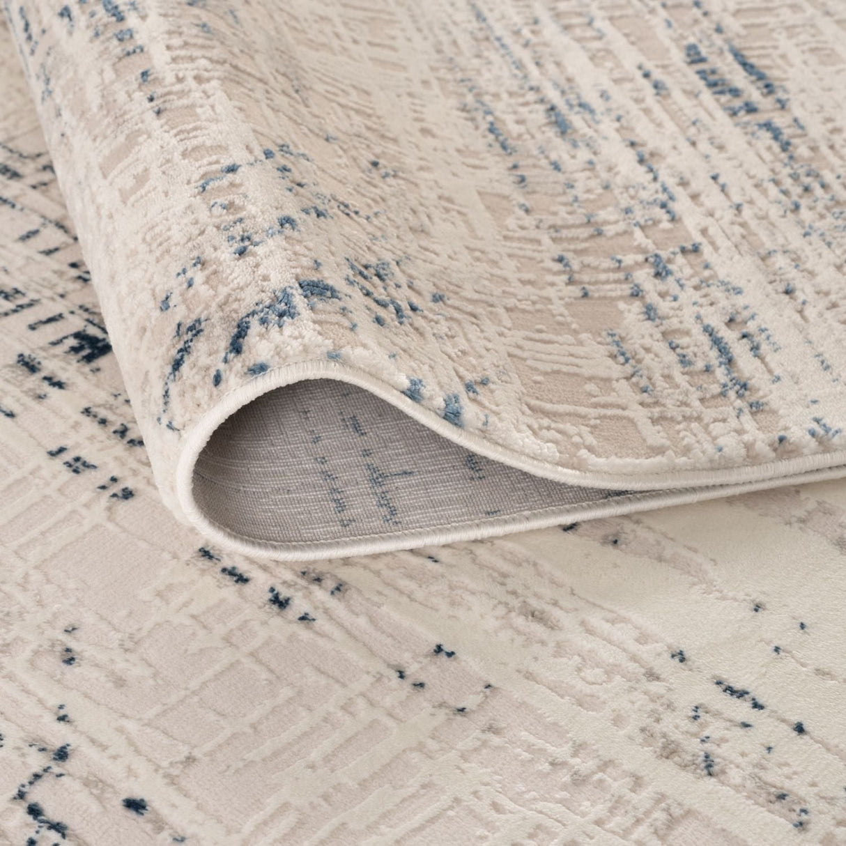 The Rugs Carmel Cream‑Blue Abstract Rug 6030