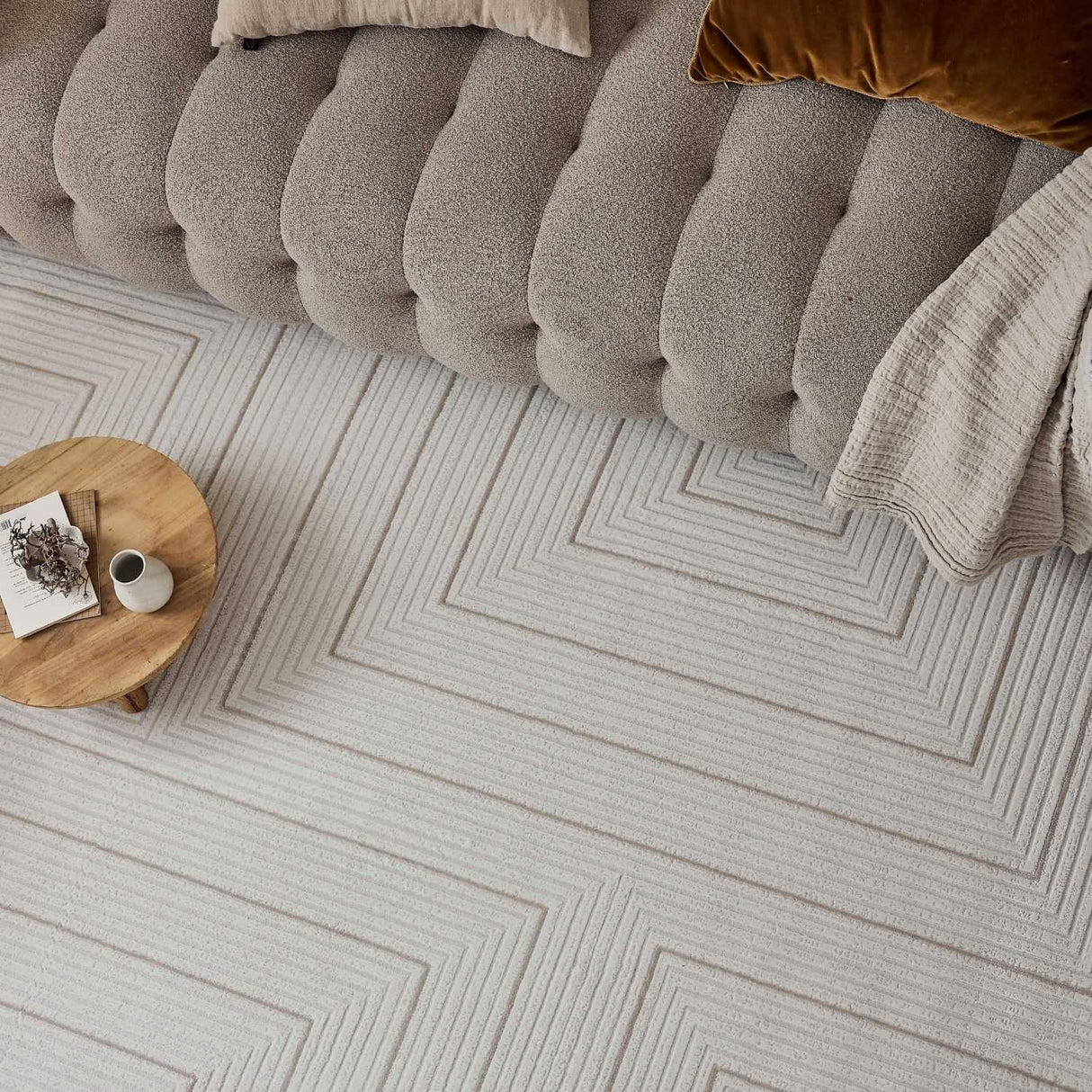 Carmel Cream-Beige Geometric Rug 6040 | The Rugs