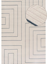 Carmel Cream-Blue Geometric Rug | 6040