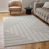 Carmel Cream-Gold Geometric Rug 6040 | The Rugs