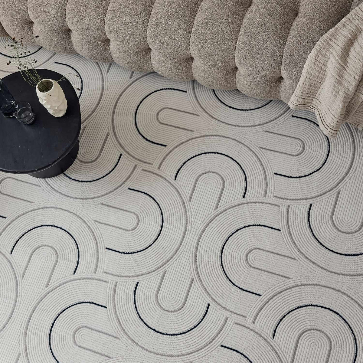 Carmel Cream‑Blue Geometric Indoor Floor Rug 6070 | The Rugs