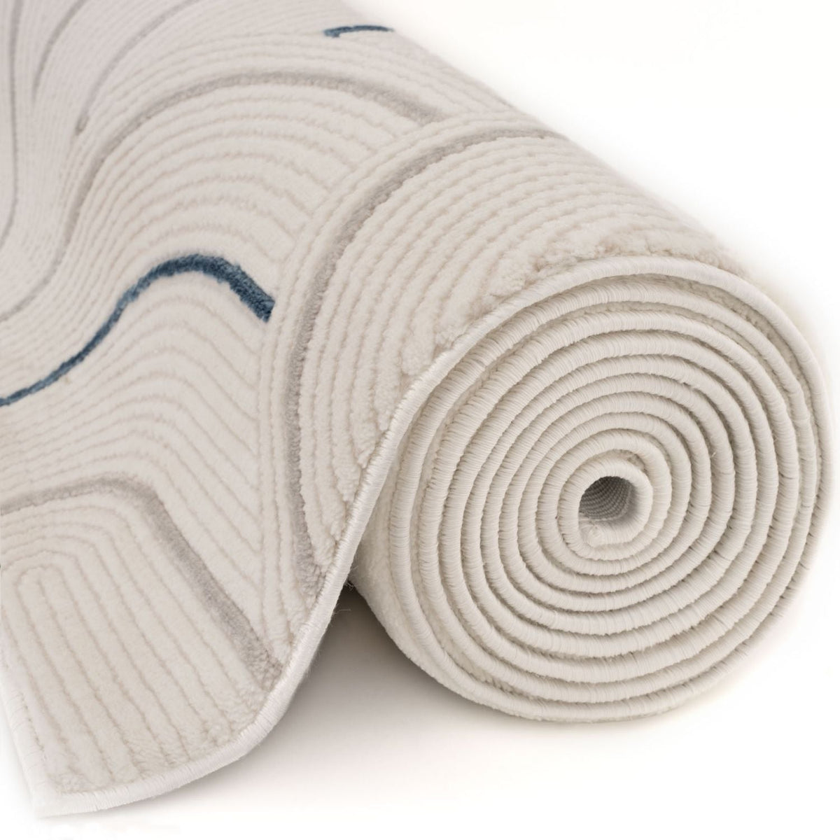 Carmel Cream‑Blue Geometric Indoor Floor Rug 6070 | The Rugs