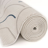 Carmel Cream‑Blue Geometric Indoor Floor Rug 6070 | The Rugs