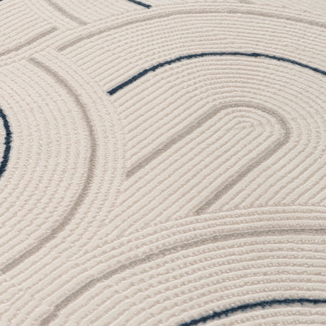 Carmel Cream‑Blue Geometric Indoor Floor Rug 6070 | The Rugs