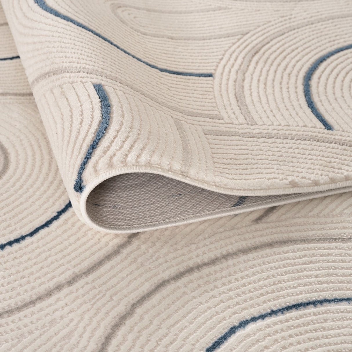 Carmel Cream‑Blue Geometric Indoor Floor Rug 6070 | The Rugs