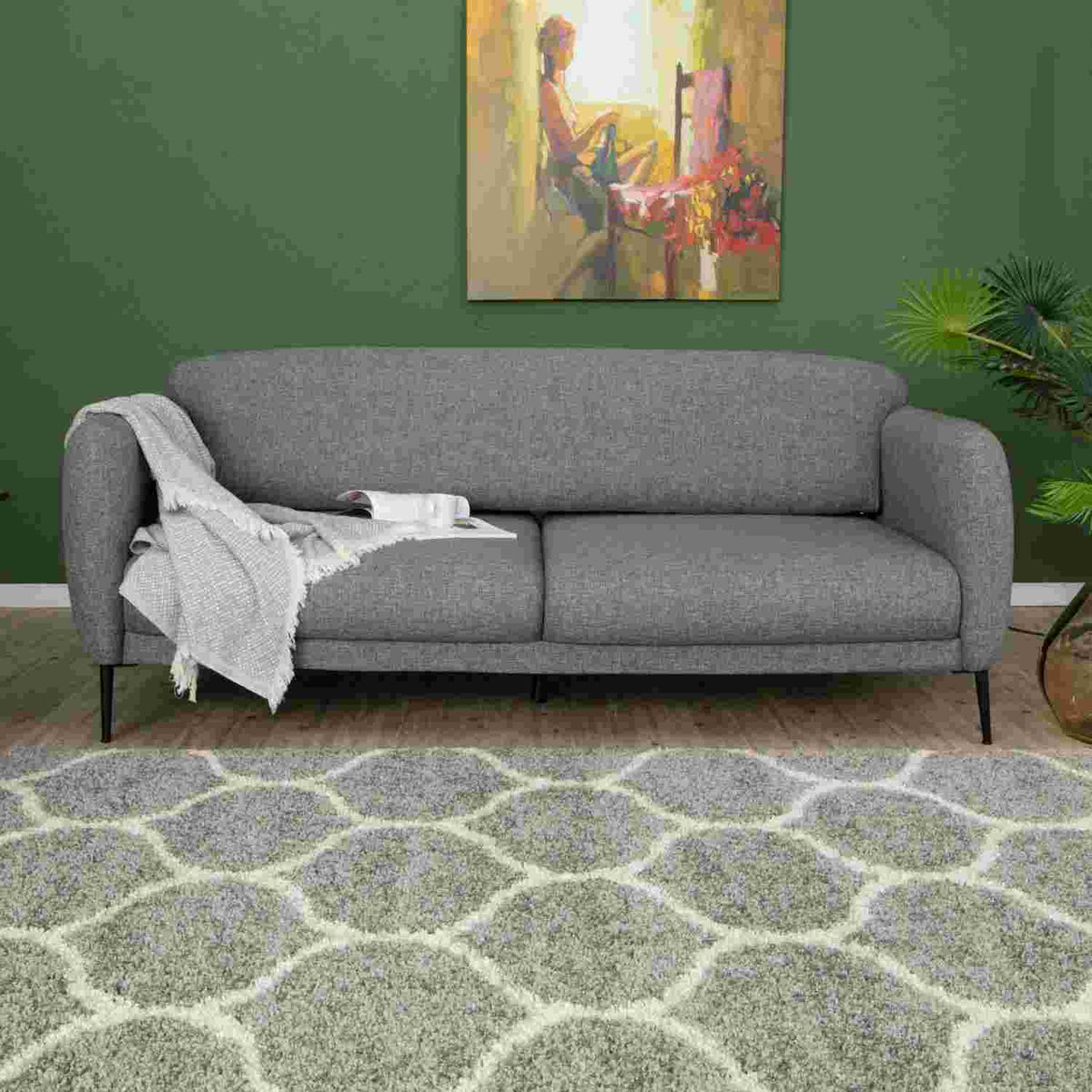 Moroccan Grey Shaggy Rug 610 by The Rugs
