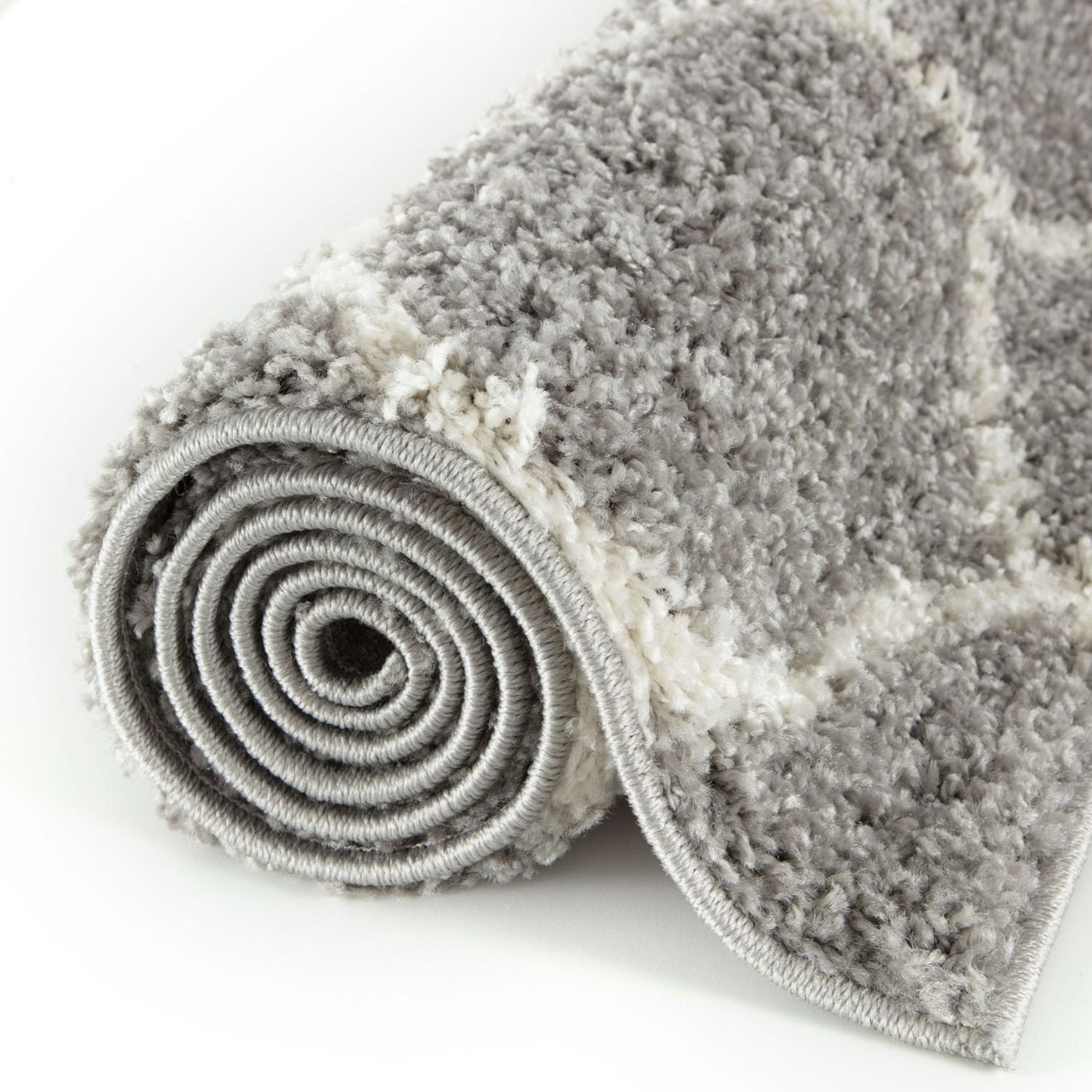 Moroccan Grey Shaggy Rug 610 by The Rugs