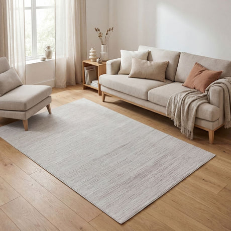 Carmel Cream-Beige Striped Rug 6010 by The Rugs