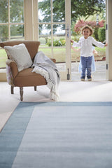 Bordered Duck Egg Blue Rug - 100% Pure Wool