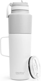 Asobu Twin Pack Bottle (900ml) with Mug (600ml), White