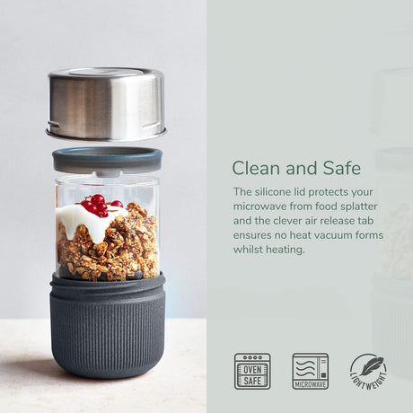 Black Blum Glass Lunch Pot, Slate, Small, 450ml