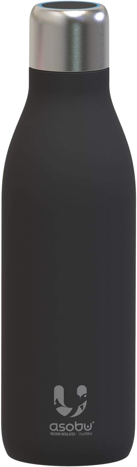 Asobu UV Light Hydro Stainless Steel Water Bottle, 500ml, Black