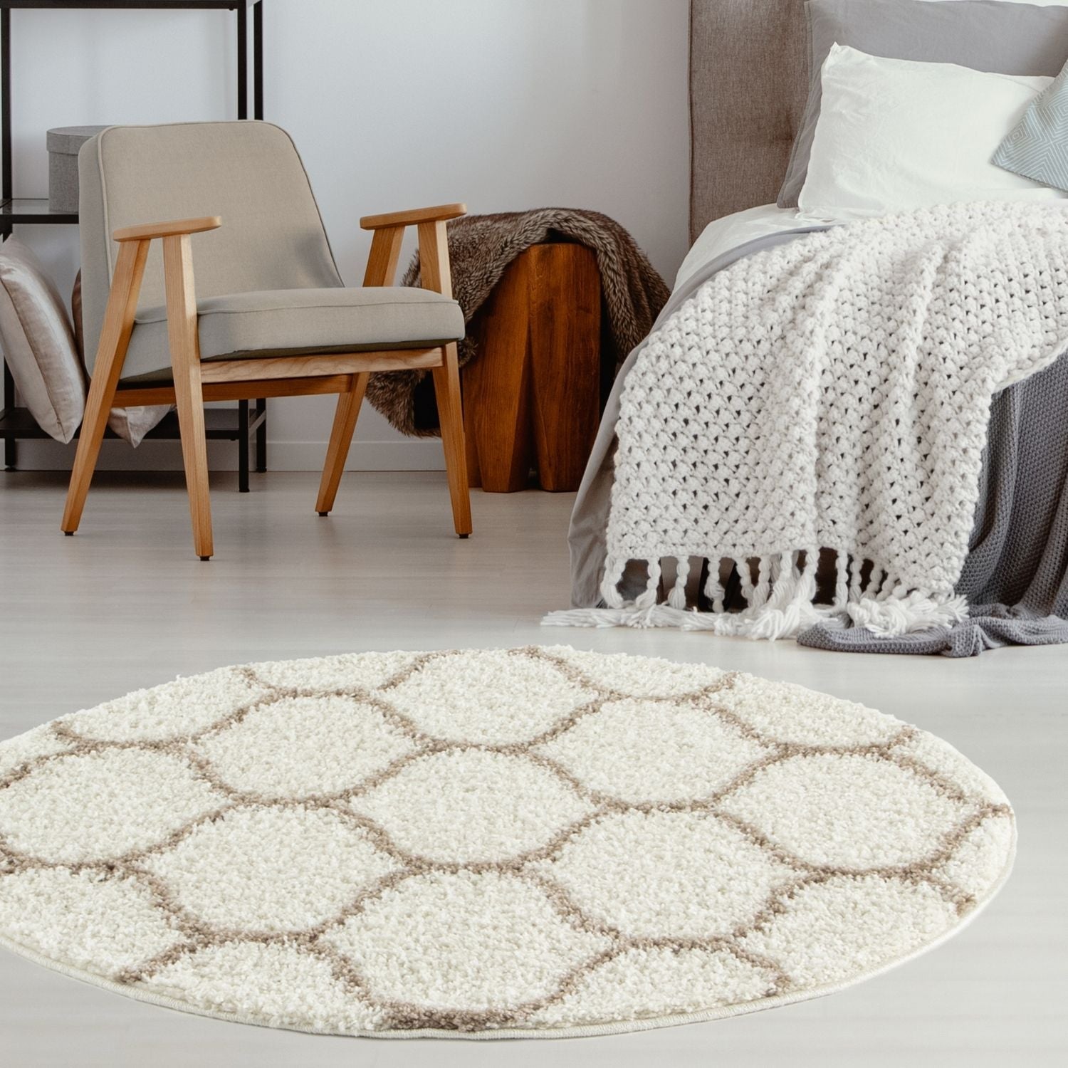 Moroccan Ivory Shaggy Rug 630 by The Rugs