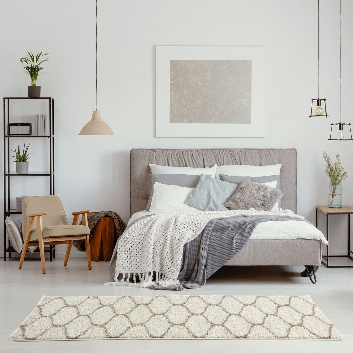 Moroccan Ivory Shaggy Rug 630 by The Rugs