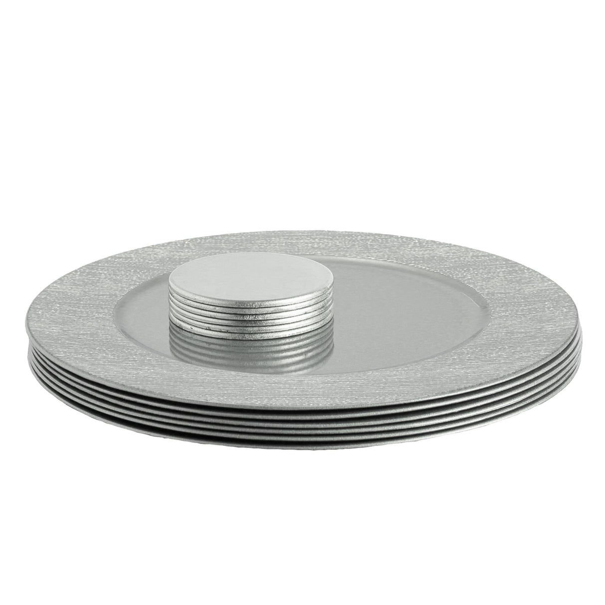 Rinkit Round Ribbed Charger Plates Set 33cm - 12pc