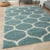 The Rugs Moroccan Duck Egg Blue Shaggy Rug 650
