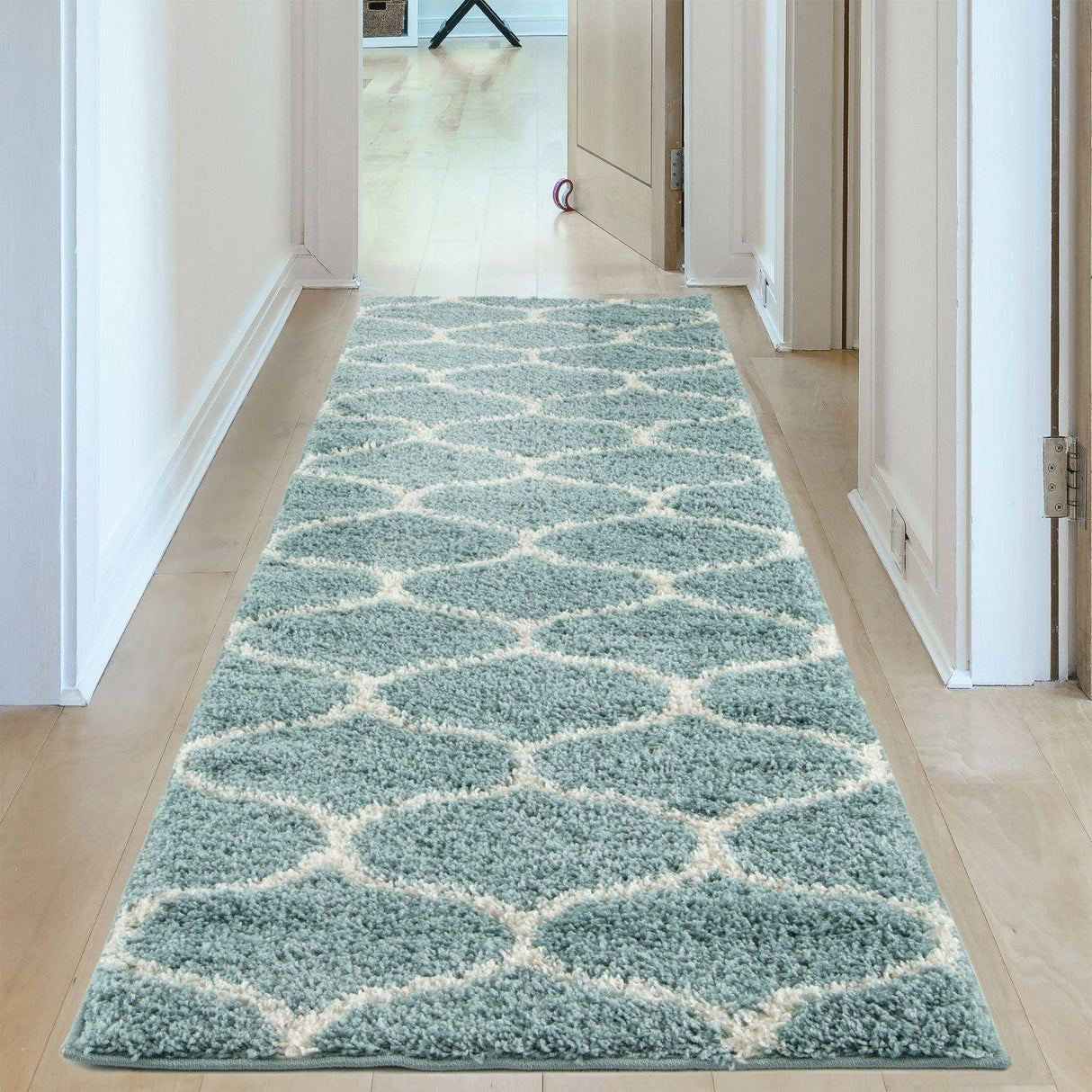 The Rugs Moroccan Duck Egg Blue Shaggy Rug 650