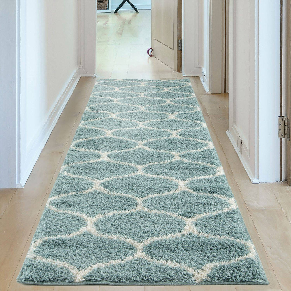 The Rugs Moroccan Duck Egg Blue Shaggy Rug 650