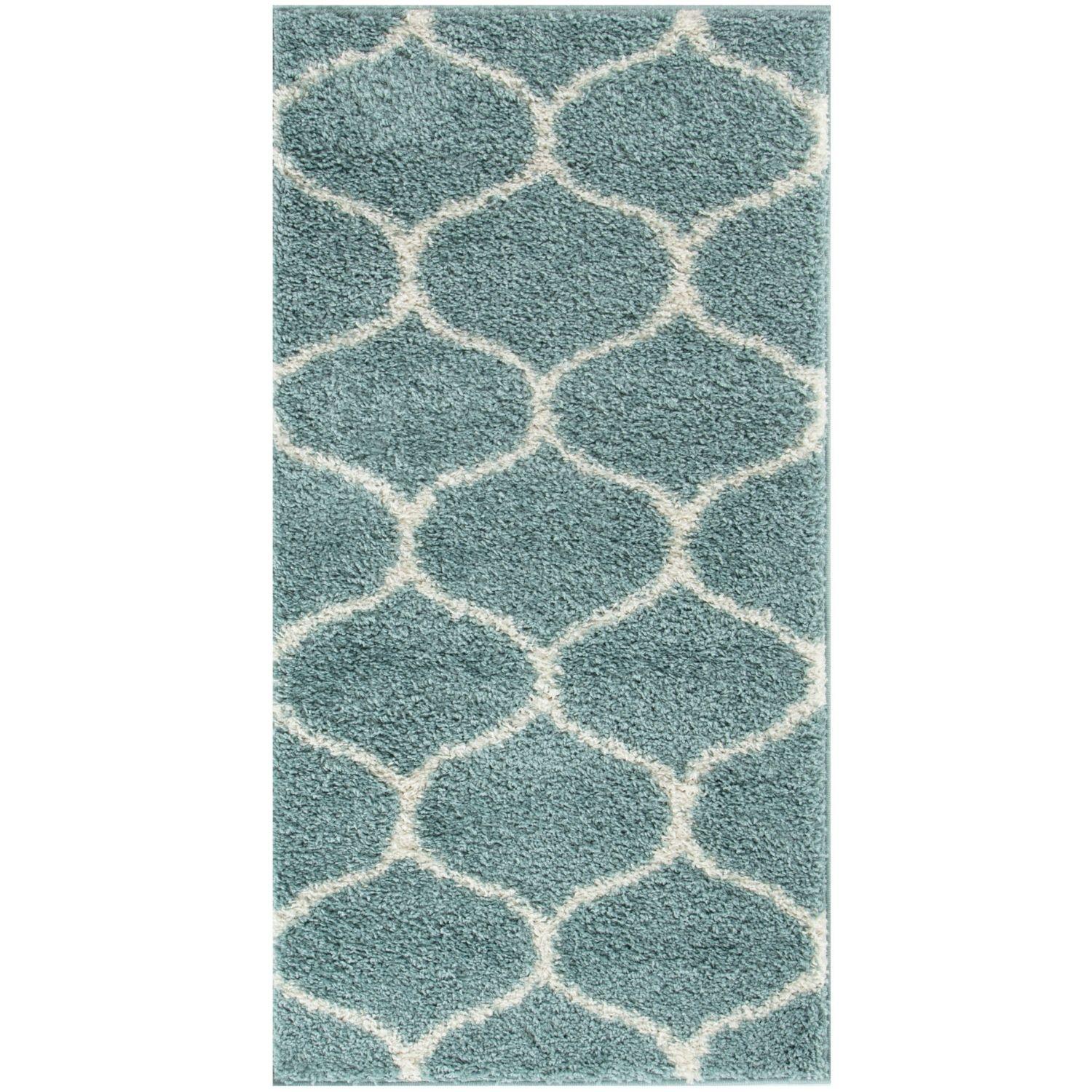 The Rugs Moroccan Duck Egg Blue Shaggy Rug 650